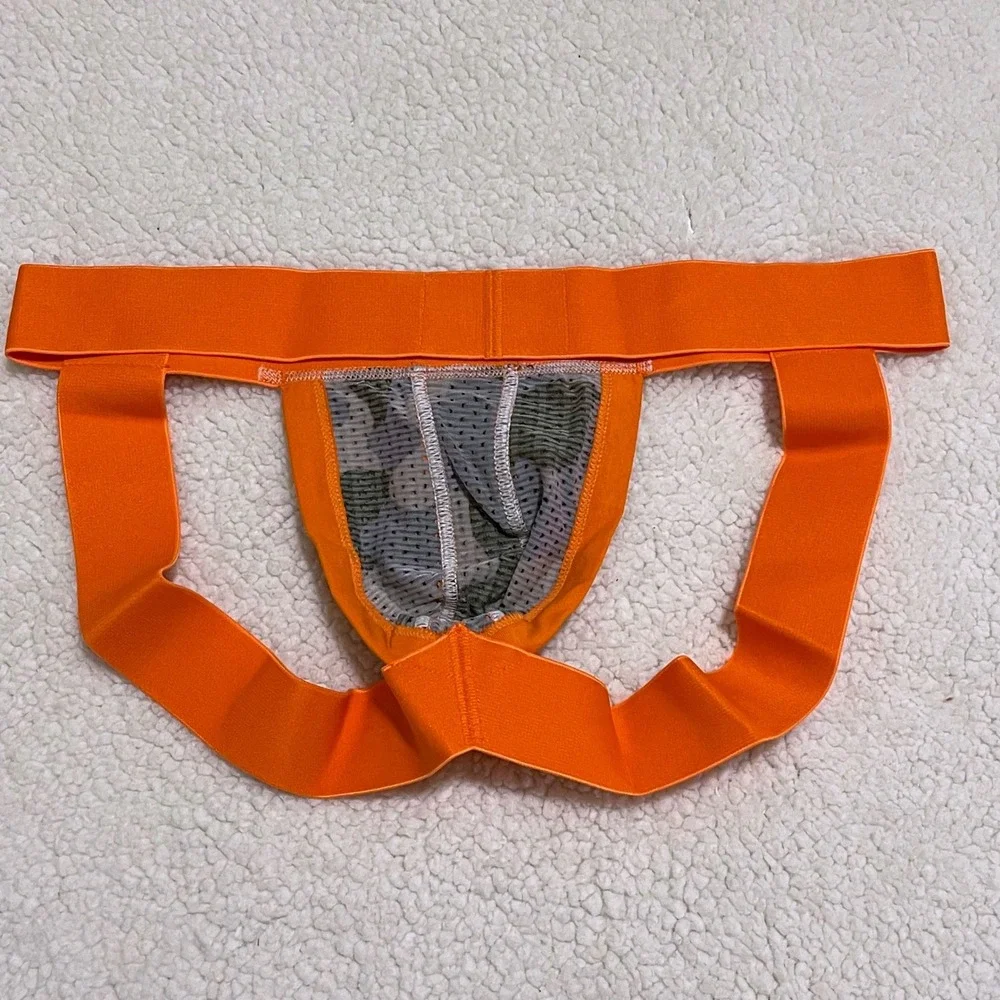 Jockmail Medium (27-30) Mens Camo Mesh Jockstrap Athletic Orange JM233 NEW‎